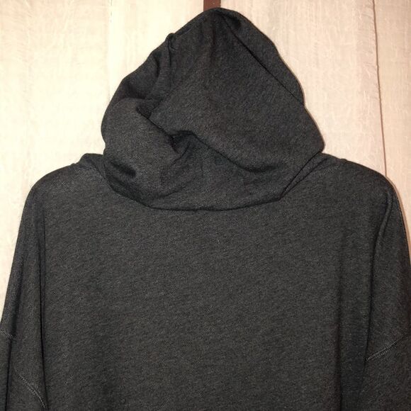 GAP L Slouchy Oversized Charcoal Gray Hoodie with Metallic Jeweled Logo - Picture 4 of 11